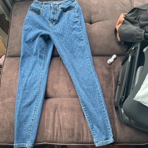 Sparkle embellished high waisted skinny jeans size 4